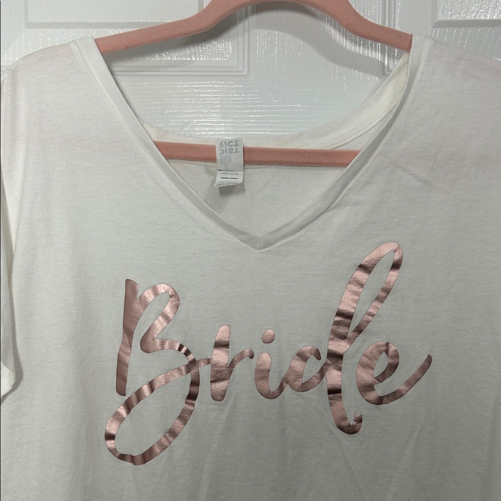 White Bride T-Shirt with flaw on back collar